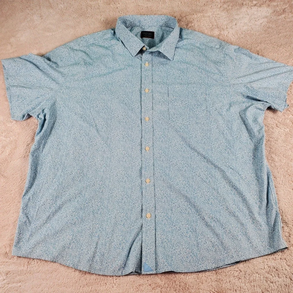 UNTUCKit Mens XXXL Blue White Micro Floral Short Sleeve Performance Shirt 3XL